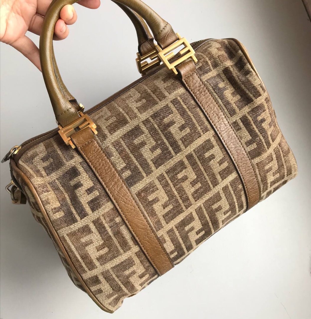 Vintage Fendi zucca boston velvet Luxury Bags Wallets on Carousell