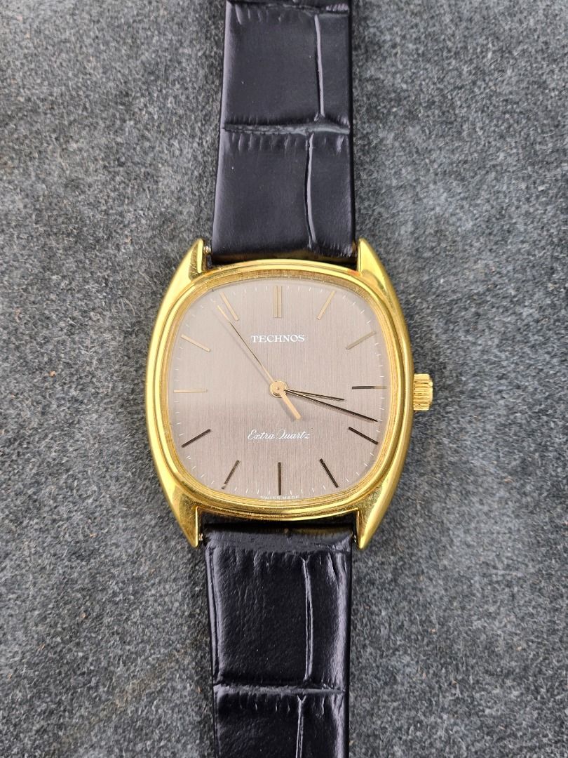 Vintage Technos Extra Quartz Swiss Watch (Category: Men's Watches) located in Paranaque City. Submitted by forsaleyarn (Listing ID 1284626460, Image 1). Description: Vintage Technos Extra Quartz Swiss Watch - 33mm x 39mm - brand new battery (January 2024) - brand new strap - small scratches on glass - clean dial - GCash/bpi - Grab/lalamove/gogoexpress .