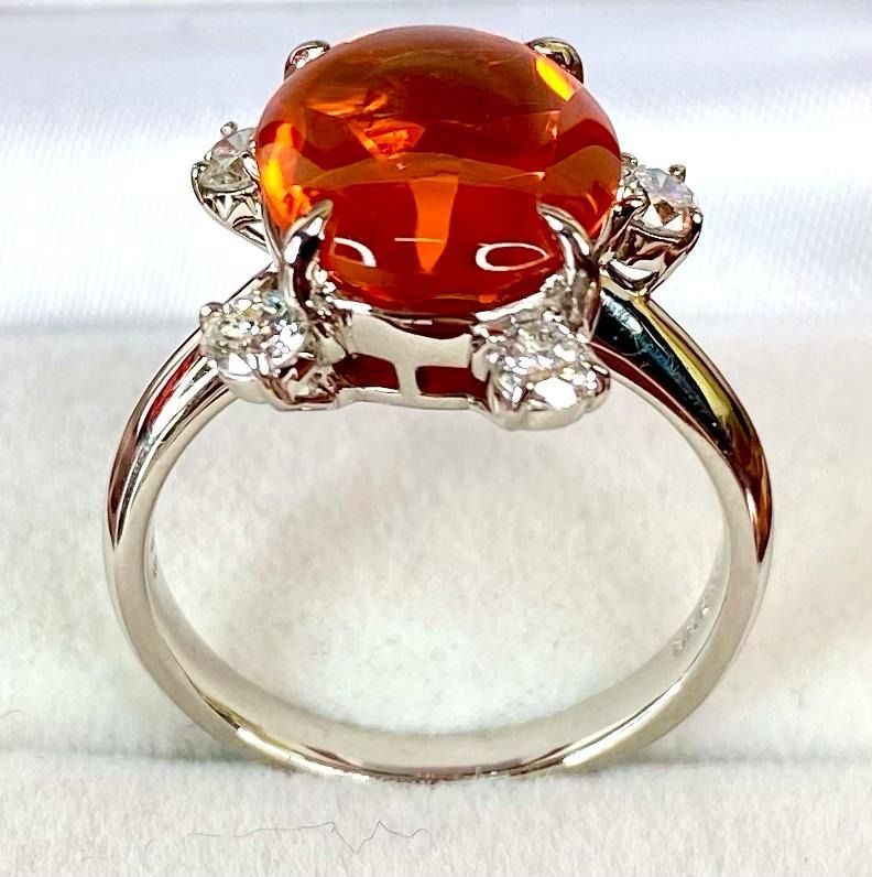 White gold discount fire opal ring