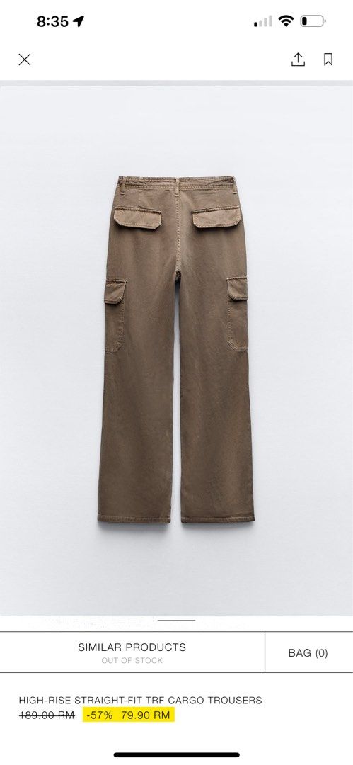 High-Rise Straight Fit Cargo Pants