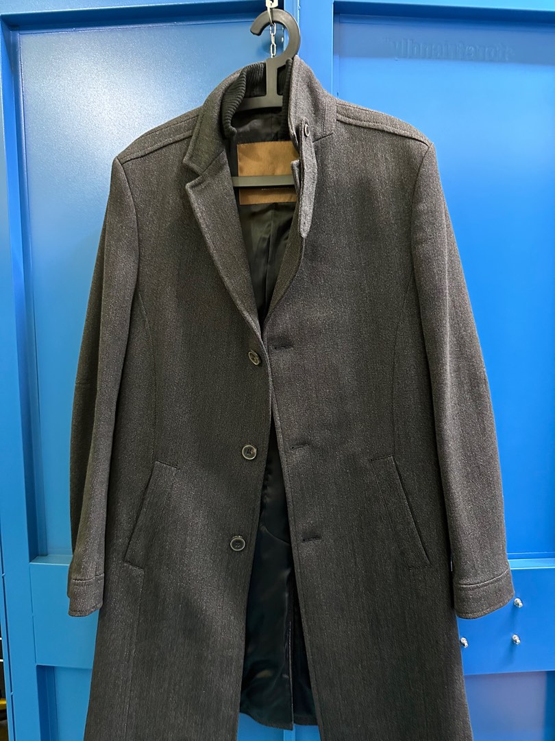 Zara men s cotton wool trench coat in grey size L