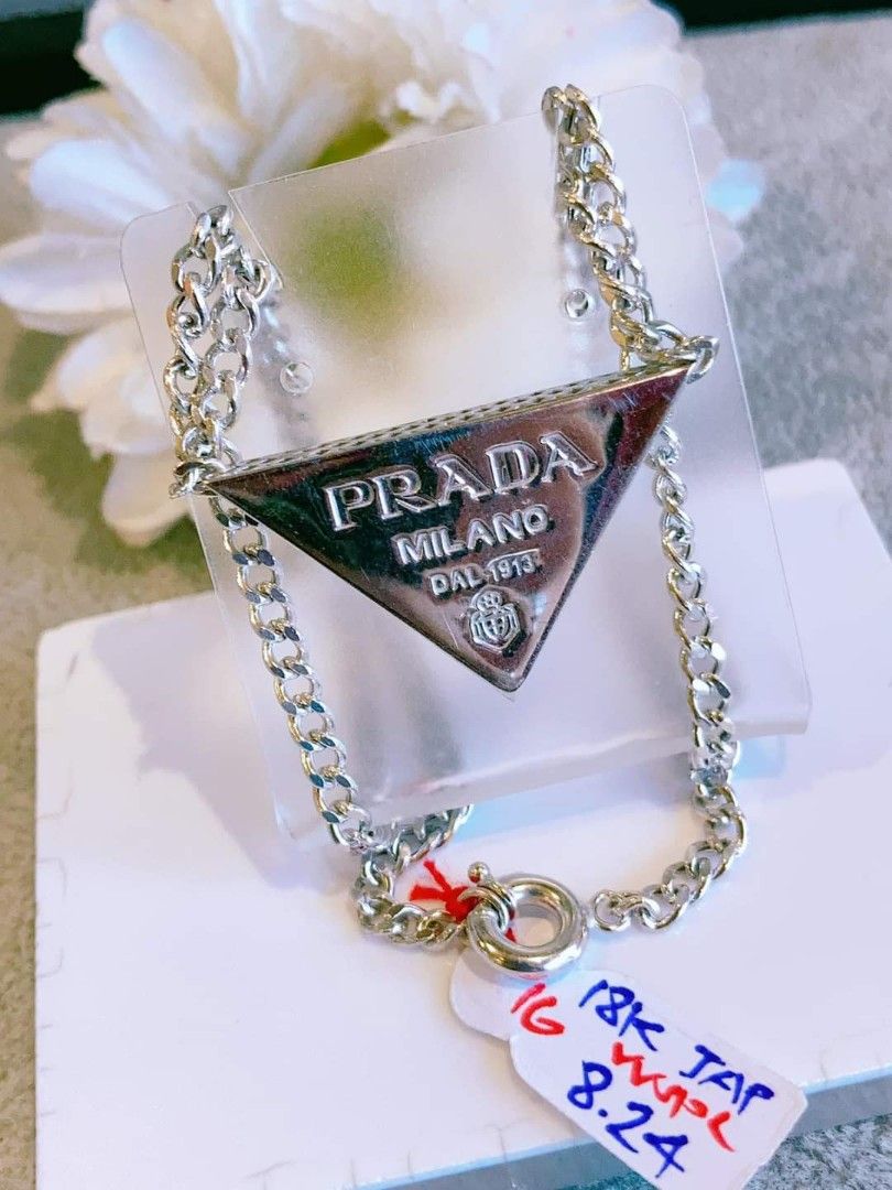 double triangle logo tag necklace | Prada | Eraldo.com