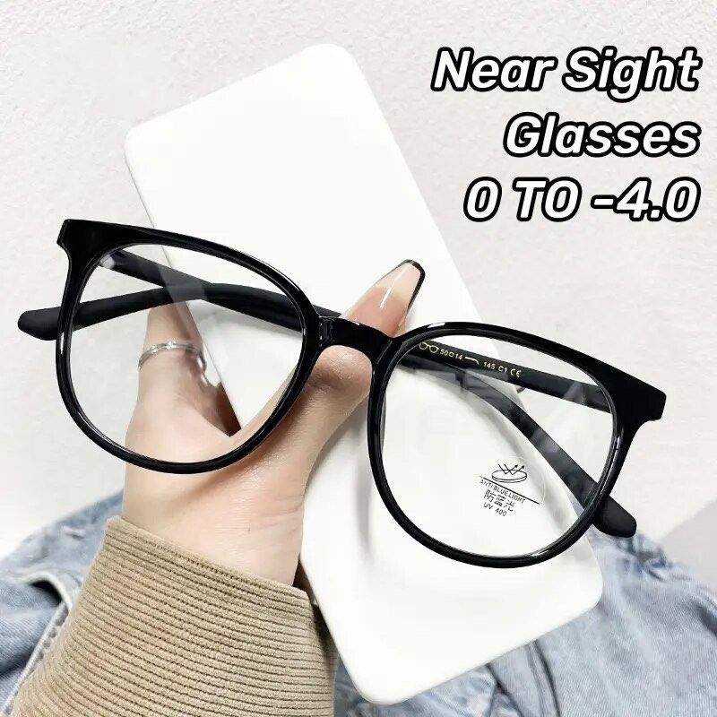 2024 Anti blue Light Nearsighted Eyeglasses Ultralight Large Frame Myopia Glasses Fashion Retro Ultra Light Near Sight Eyewear