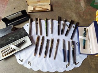 23 pieces fountain pen ballpoint pen pencil holder Montblanc, Pelikan, Cross, Pilot, Watermann ...