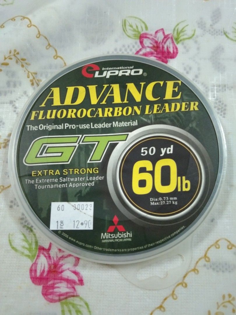 60 LBS Fluorocarbon fishing leader line for sales, Sports Equipment,  Fishing on Carousell