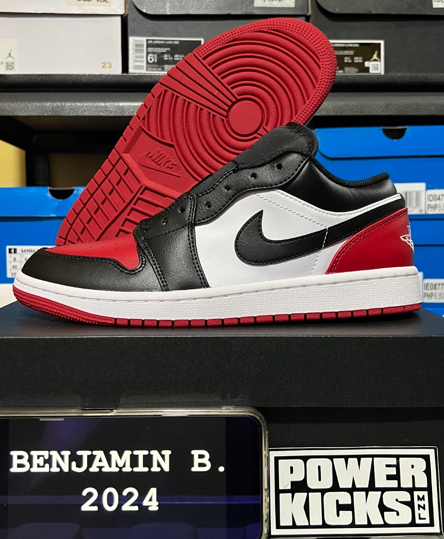 Air jordan 1 bred toe fake on sale