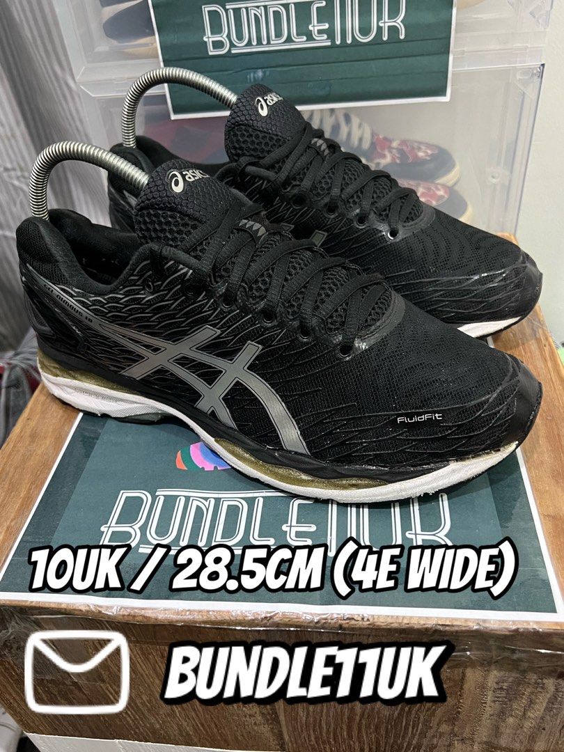 Asics Gel Nimbus 28 Black Silver Extra Wide 10UK Men s Fashion
