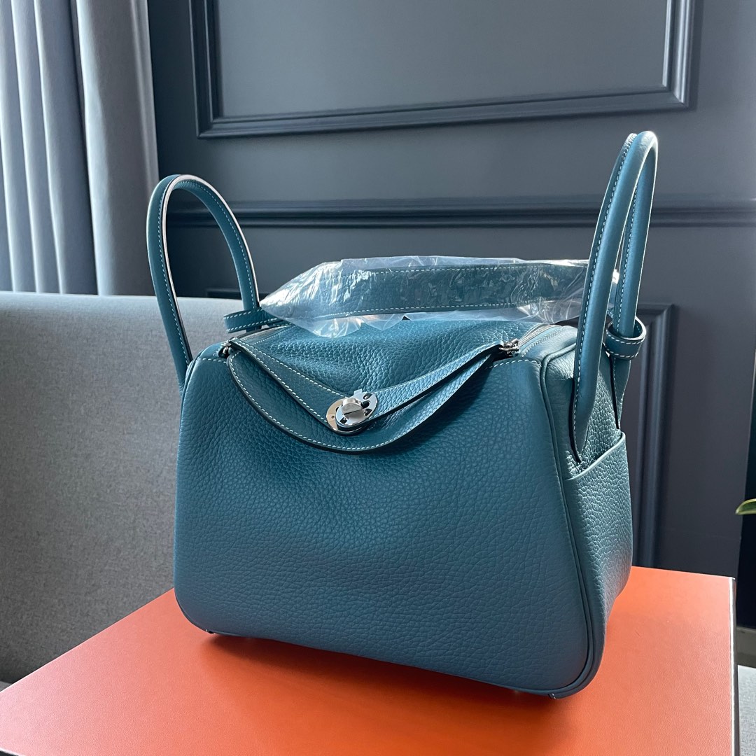 Authentic Hermes Lindy 26 New Blue Jean PHW Taurillon Clemence leather Stamp B brand new mini full set picotin kelly with receipt bag Luxury Bags Wallets on Carousell