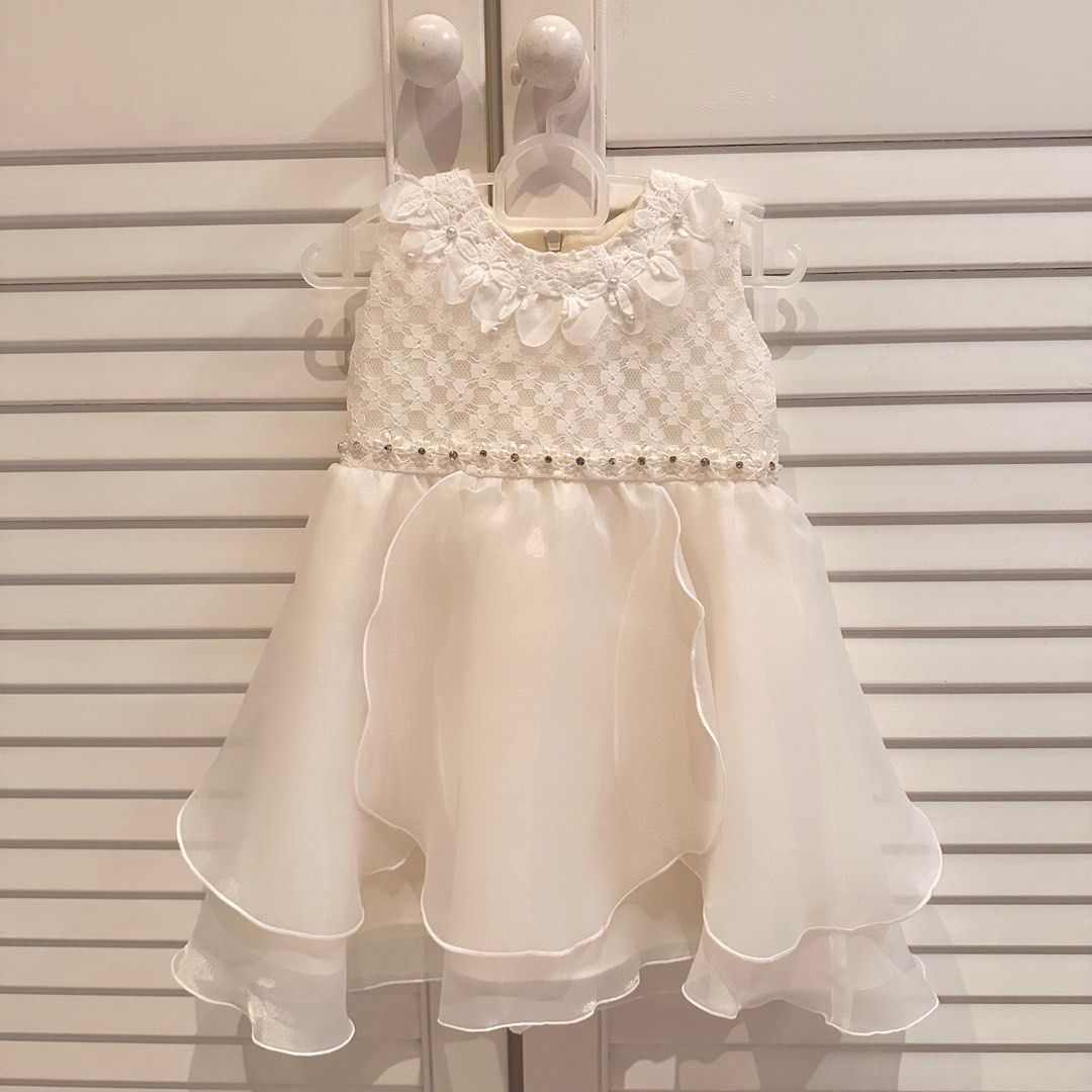 Baby girl white flower party dress CNY
