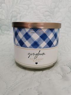 Bath and Body Works 3 Wick Candle Gingham Blue 🇨🇦
