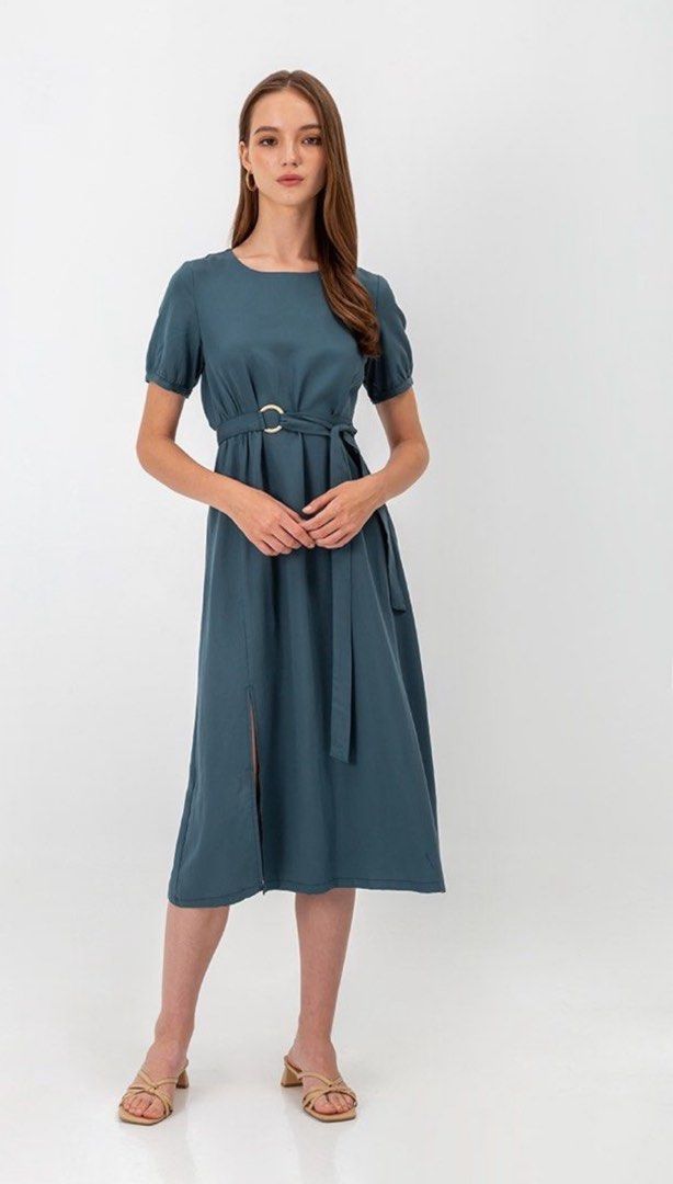 BN LAB JACQUELINA BELTED TENCEL MIDI DRESS (Category: Dresses) located in Singapore. Submitted by chloes_closet (Listing ID 1284963581, Image 2). Description: Measurements in last pic Brand new Tagged size M Rtp 48.