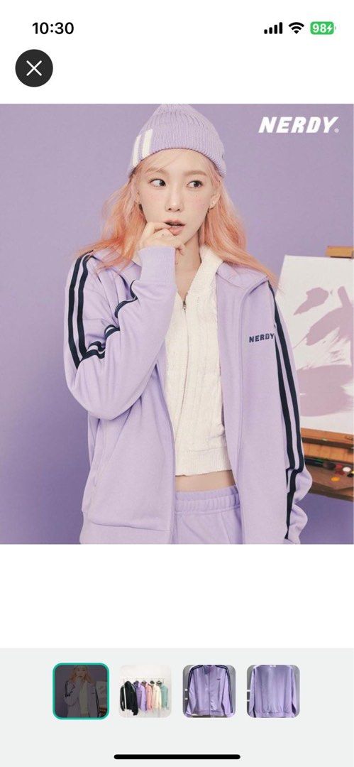BNWT Authentic Nerdy Korea Pastel Light Purple Track Jacket Unisex Women s Fashion Coats Jackets and Outerwear on Carousell