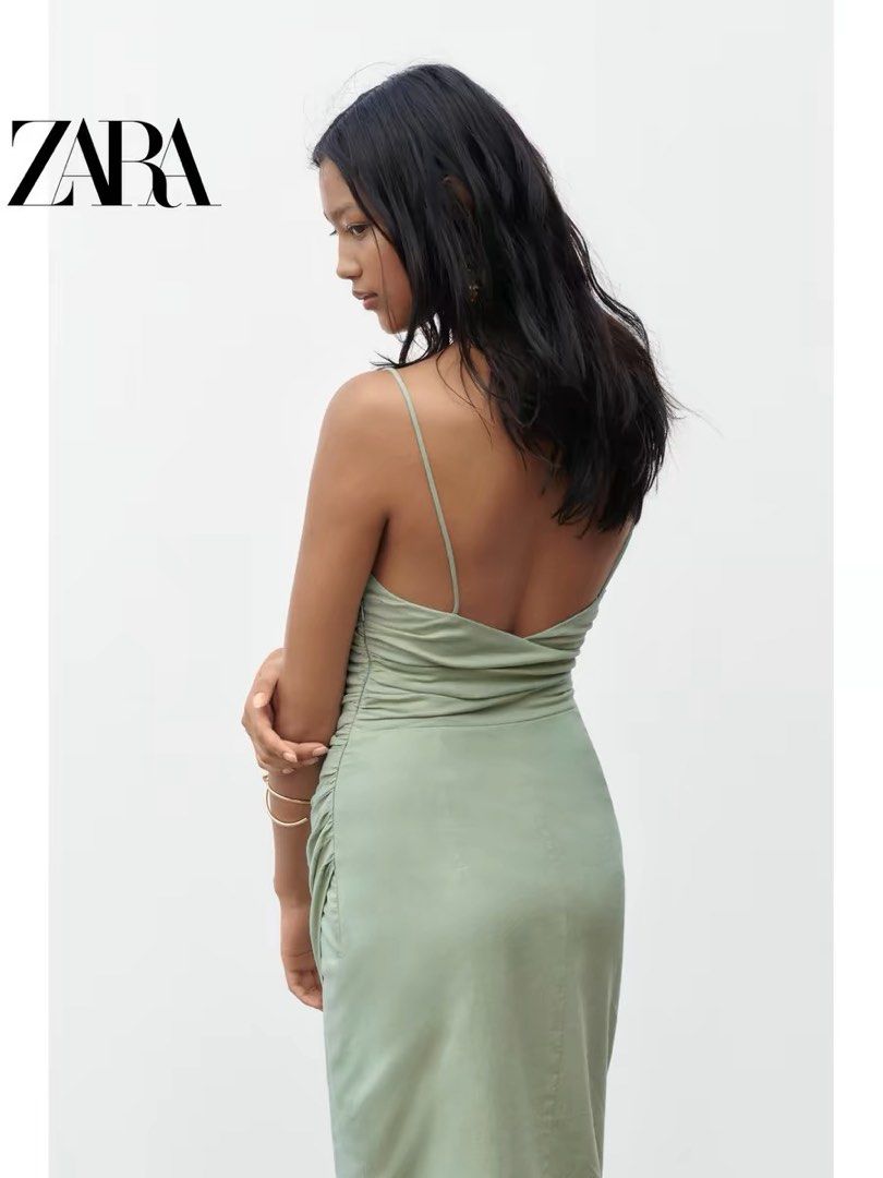 green bodycon dress zara Zara green bodycon midi dress