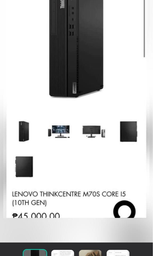 Brand new lenovo desktop (Category: Desktops) located in Mandaluyong City. Submitted by dobypreloved (Listing ID 1284908738, Image 3). Description: Retails for almost 50k. Super steal na nito! Bought 2020, removed from box but never used!! compelte with box, accessories and keyboard + FREE brand new monitor Rfs: dont need, always outside and using macbook. .