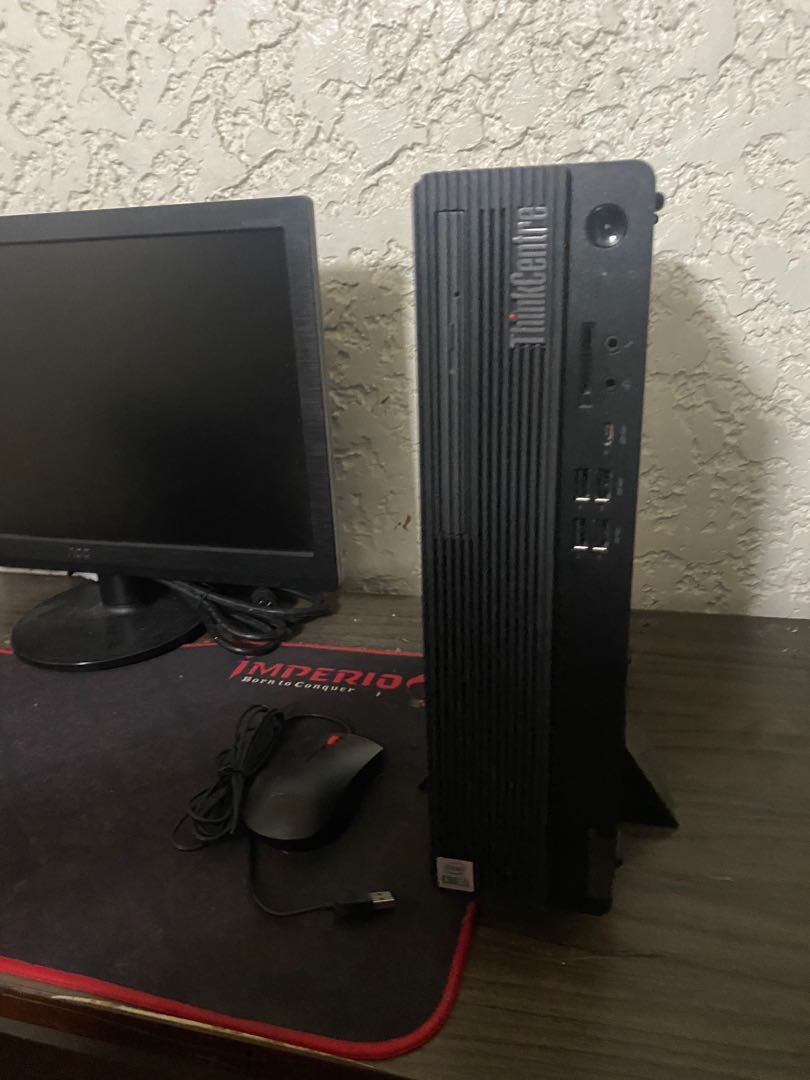 Brand new lenovo desktop (Category: Desktops) located in Mandaluyong City. Submitted by dobypreloved (Listing ID 1284908738, Image 2). Description: Retails for almost 50k. Super steal na nito! Bought 2020, removed from box but never used!! compelte with box, accessories and keyboard + FREE brand new monitor Rfs: dont need, always outside and using macbook. .