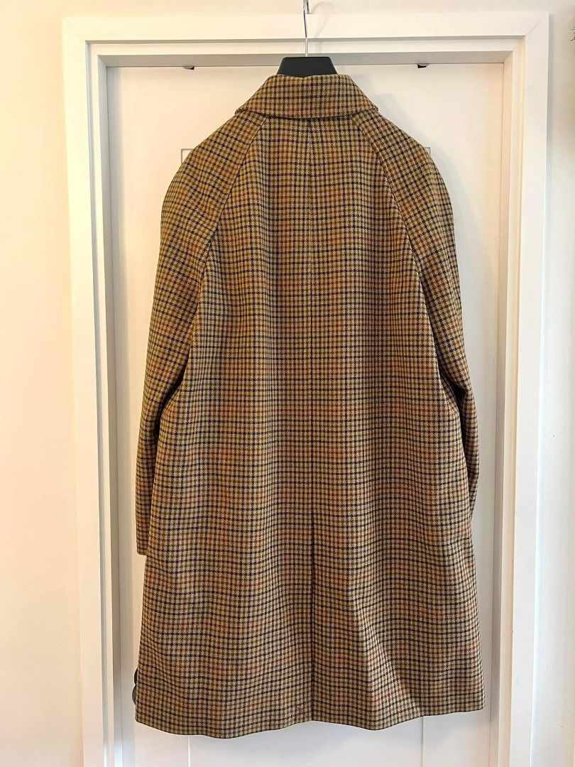 Celine homme by Hedi FW23 Checked Wool Mac Coat, 男裝, 外套