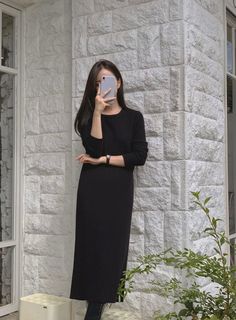 (98% new) Cherrykoko黑色圓領直紋針織連身裙64239068283011110