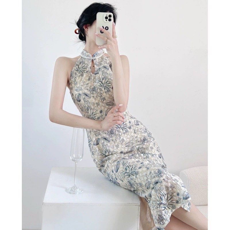 Halter neck cheongsam sale