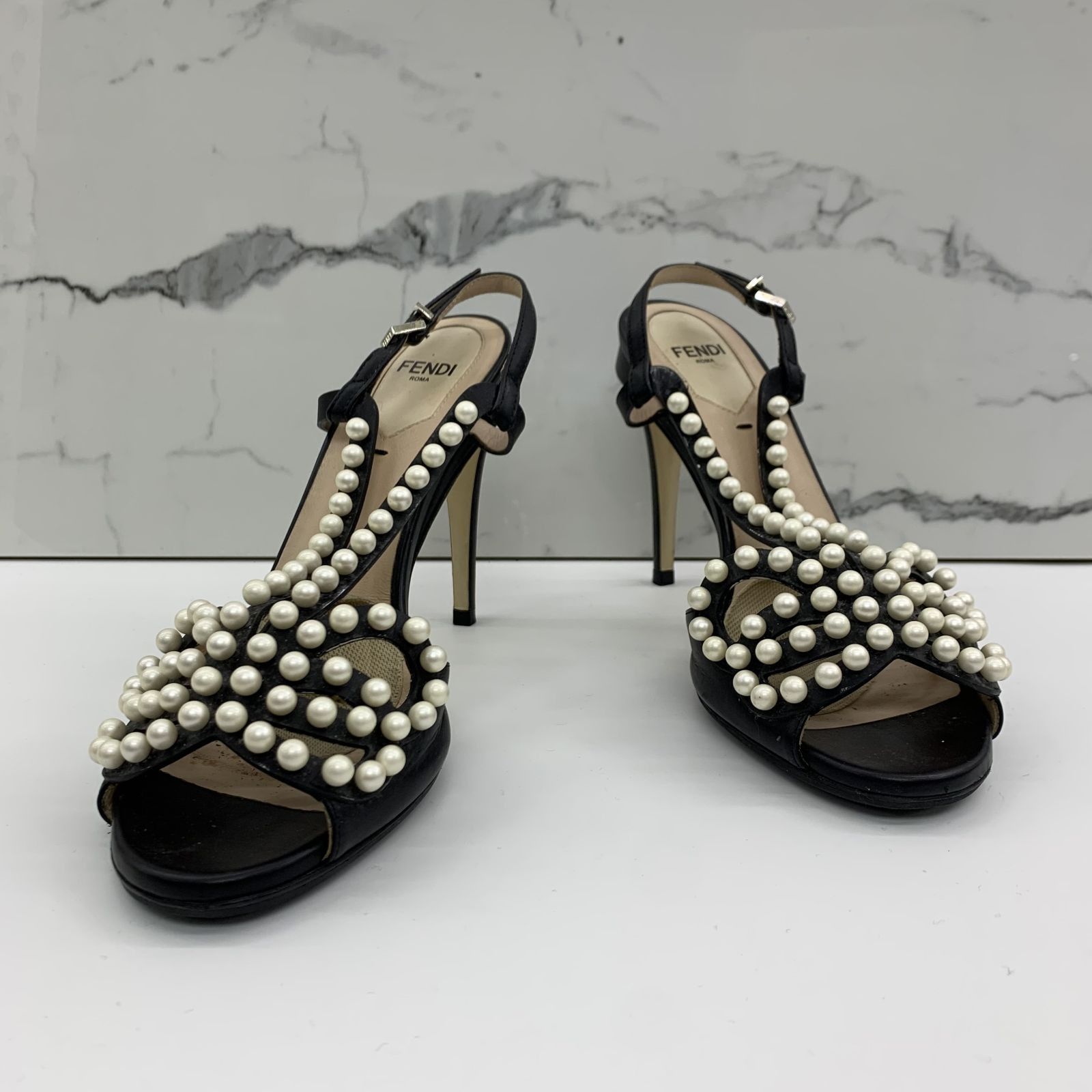 FENDI BLACK PEARL 37 HEELS 247003412 AL