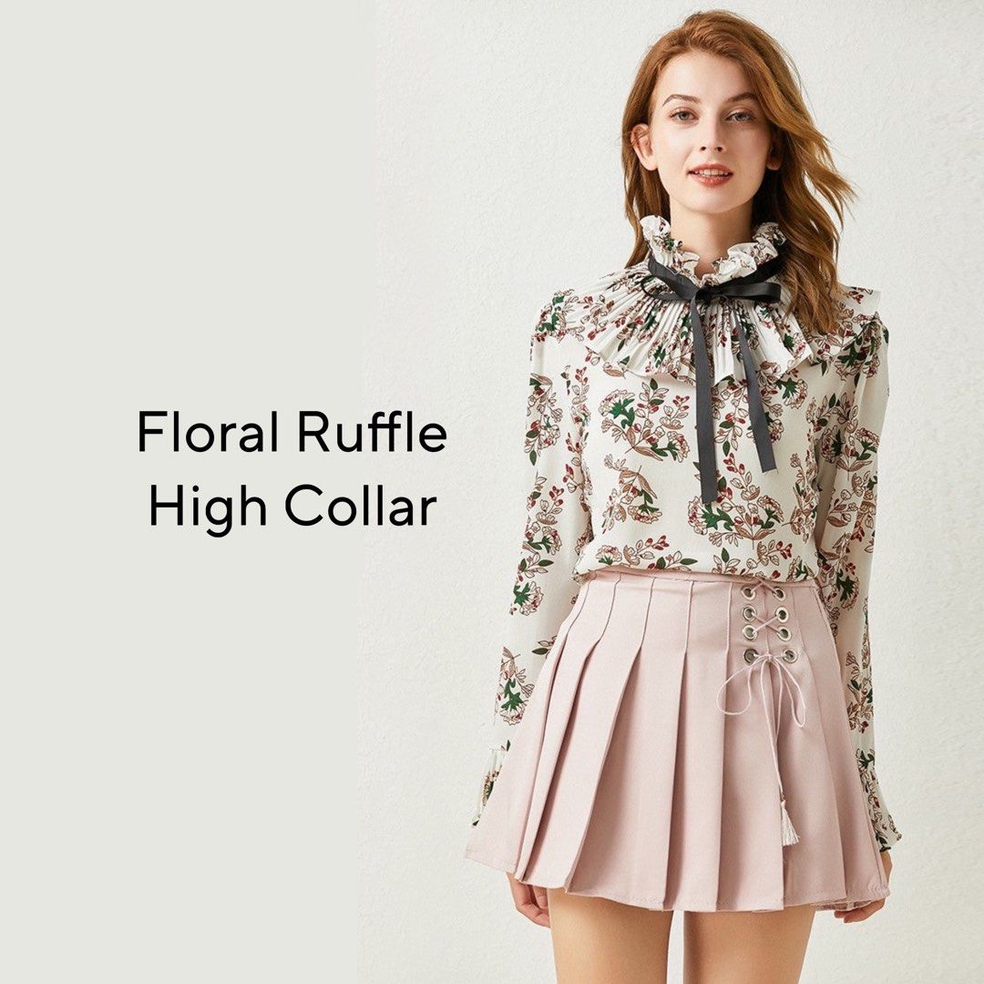 high neck chiffon top