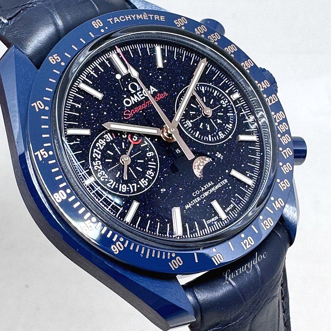 FS.BNIB OMEGA SPEEDMASTER MOONPHASE AUTOMATIC BLUE SIDE OF THE