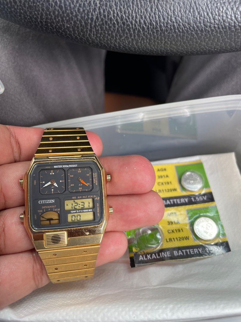 FULLY FUNCTIONAL Citizen Ana Digi Temp Gold Black Dial Men s