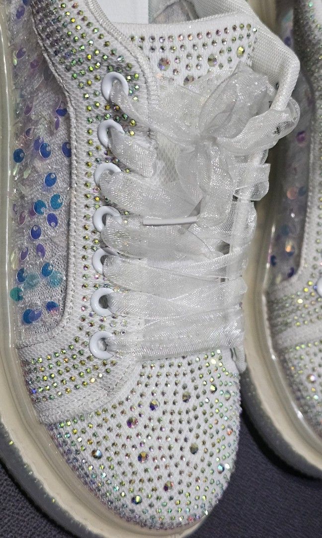 White sneakers hotsell with bling