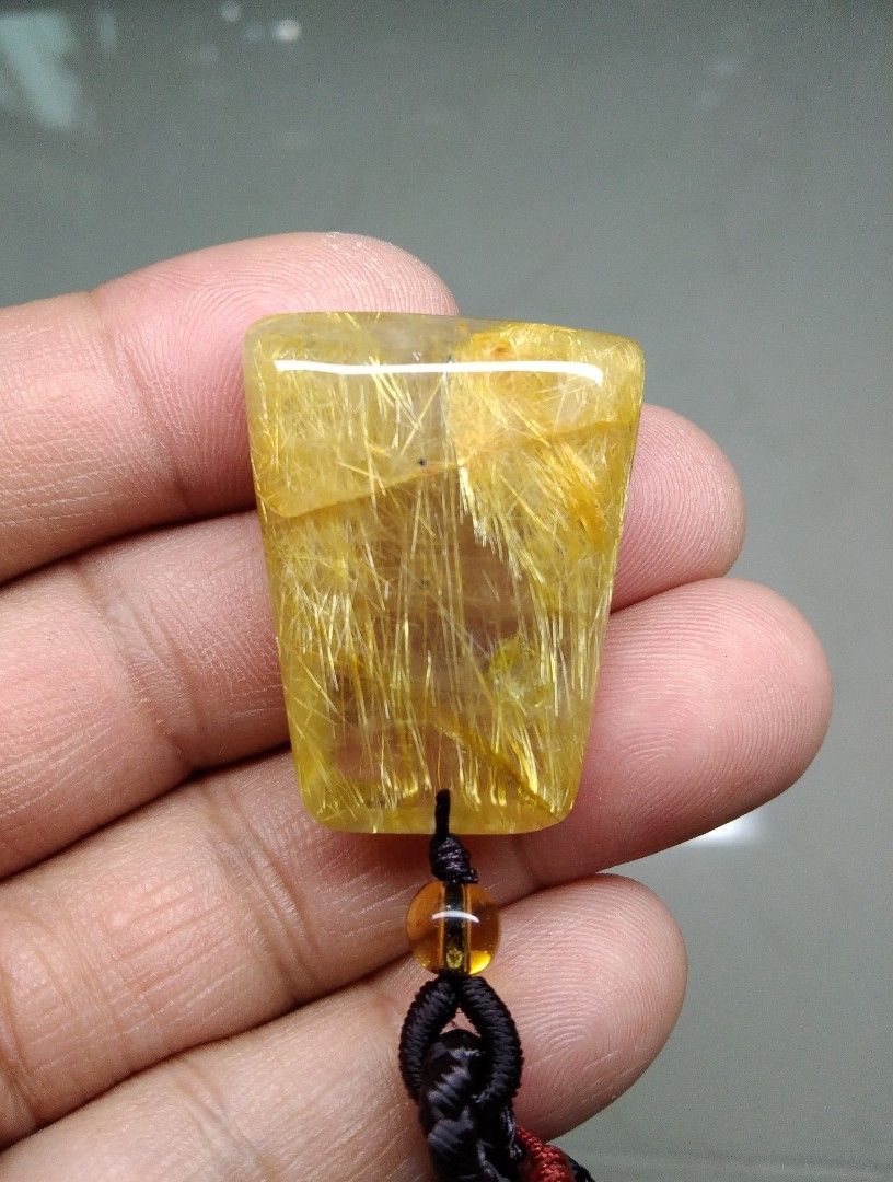 Golden rutilated quartz pendant best sale