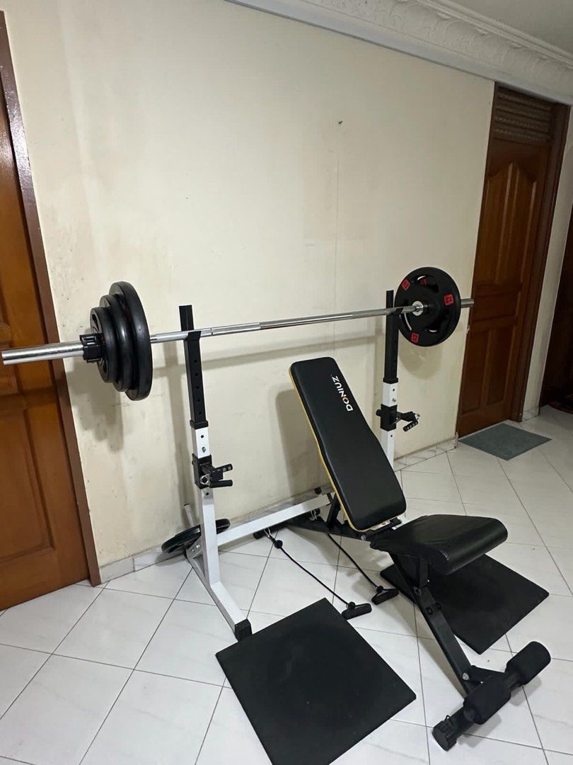 Weight bench barbell lifting press gym equipment best sale exercise adjustable incline