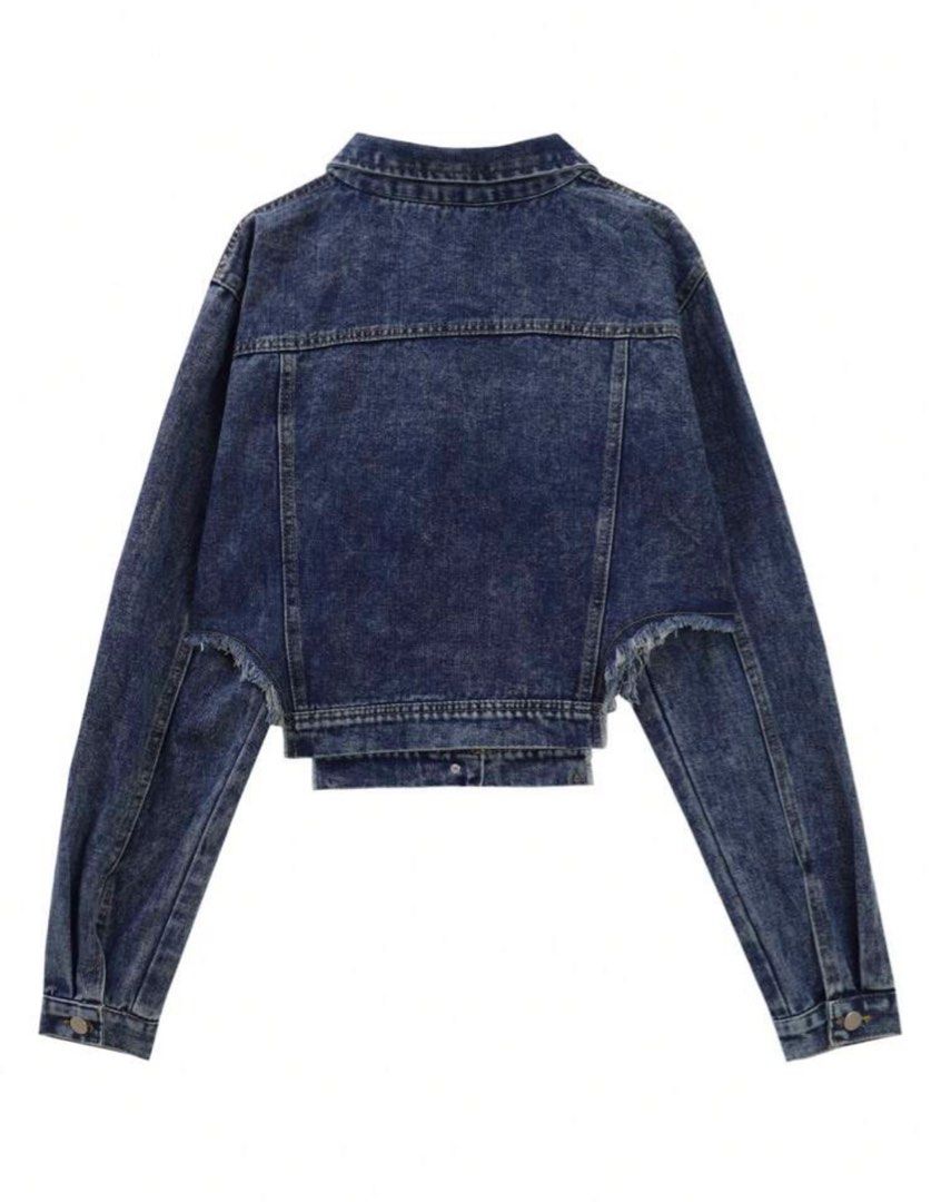 Irregular Long Sleeve Women's Denim Jacket (Category: Coats, Jackets and Outerwear) located in Taguig. Submitted by onlyshhh (Listing ID 1284818195, Image 2). Description: Size: Large Color: Blue Denim.