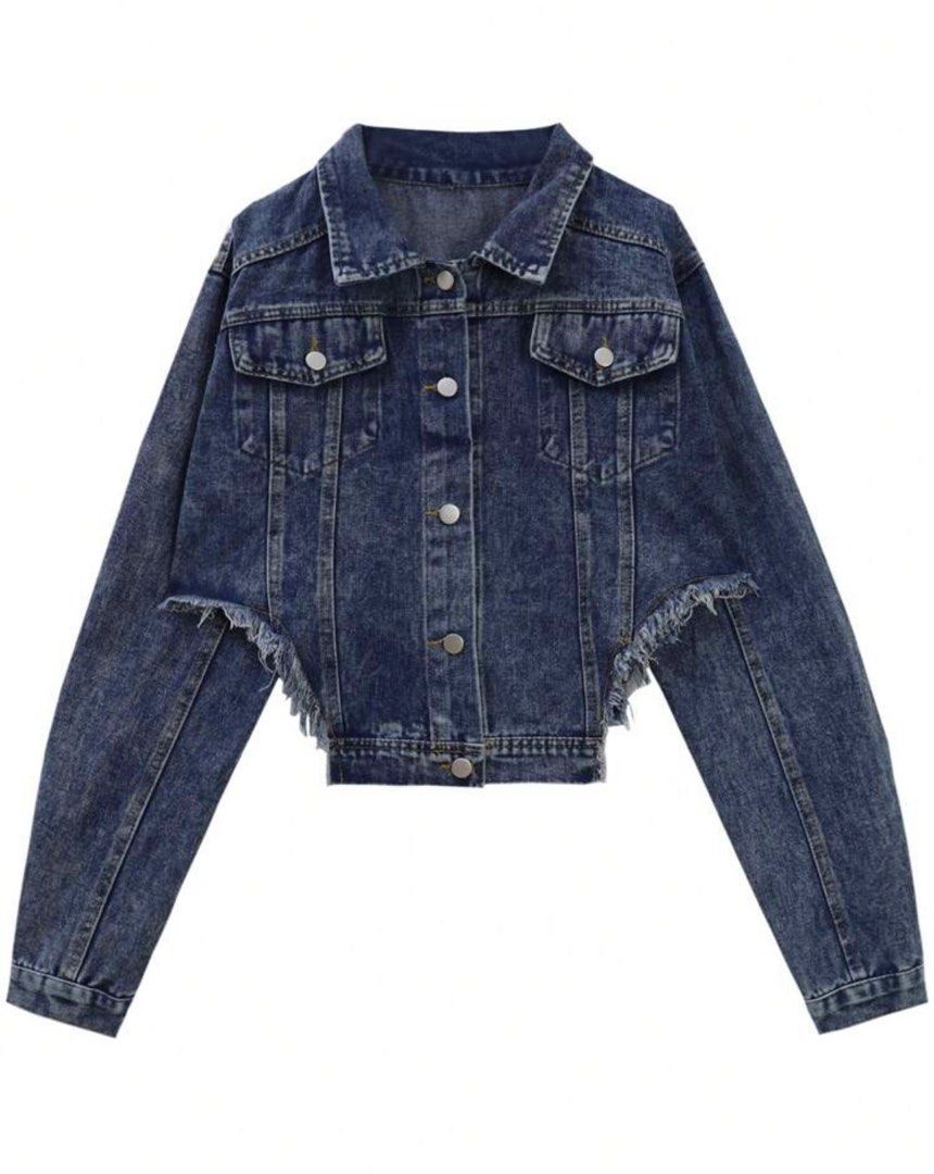 Irregular Long Sleeve Women's Denim Jacket (Category: Coats, Jackets and Outerwear) located in Taguig. Submitted by onlyshhh (Listing ID 1284818195, Image 3). Description: Size: Large Color: Blue Denim.