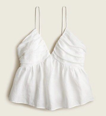 J crew v neck gathered linen camisole Women s Fashion Tops