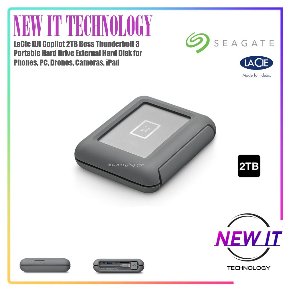 LaCie DJI Copilot 2TB Boss Thunderbolt 3 Portable Hard Drive 