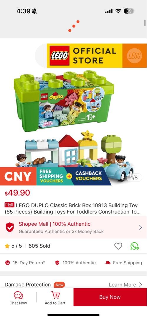 LEGO® DUPLO® Classic Brick Box 10913 Building Toy (65 Pieces)