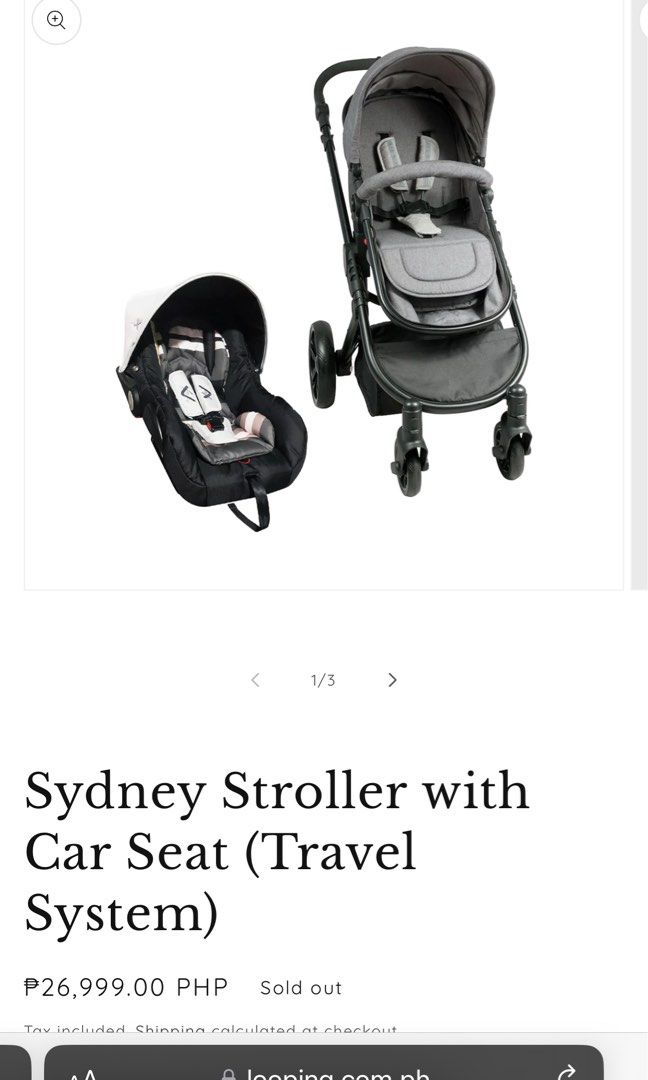 Looping sydney + looping carseat (Category: Strollers) located in Dagupan City. Submitted by shoppaholic_mom_of_beabee (Listing ID 1284582266, Image 1). Description: Bought for almost 27k.