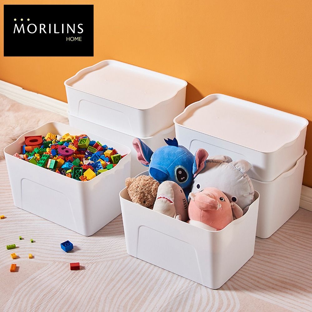 [Morilins Home] White Japanese-Style Clean & Modern Design Stackable White  Lidded Plastic Storage Box