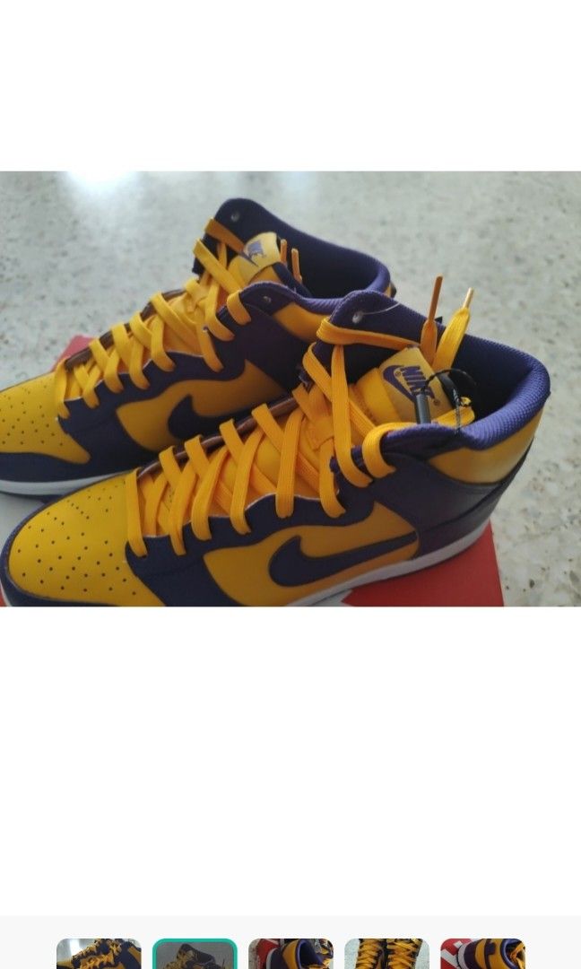 Nike dunk high retro lakers (Category: Sneakers) located in Singapore. Submitted by tmberland (Listing ID 1284832310, Image 2). Description: brand new 100% authentic.
