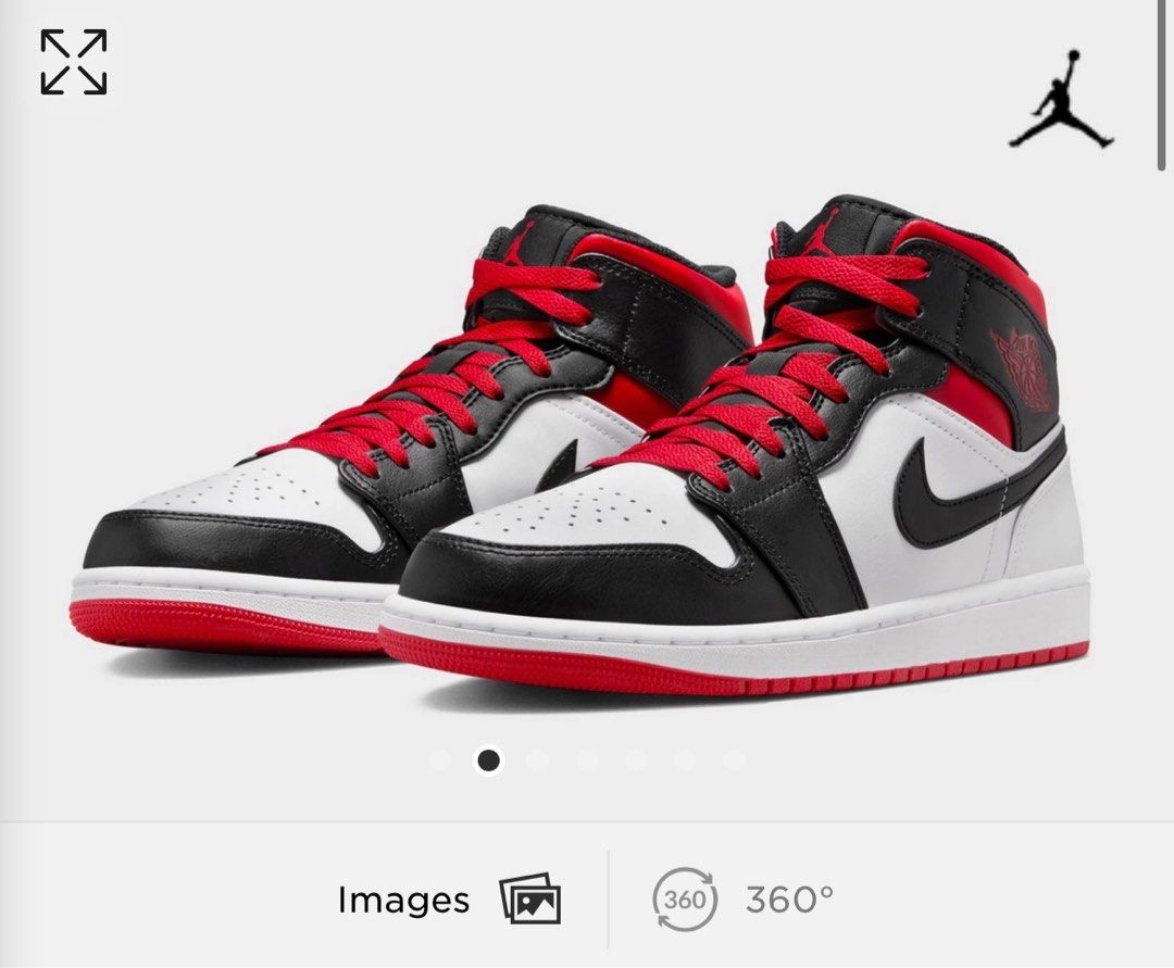 nike jordan black and white and red