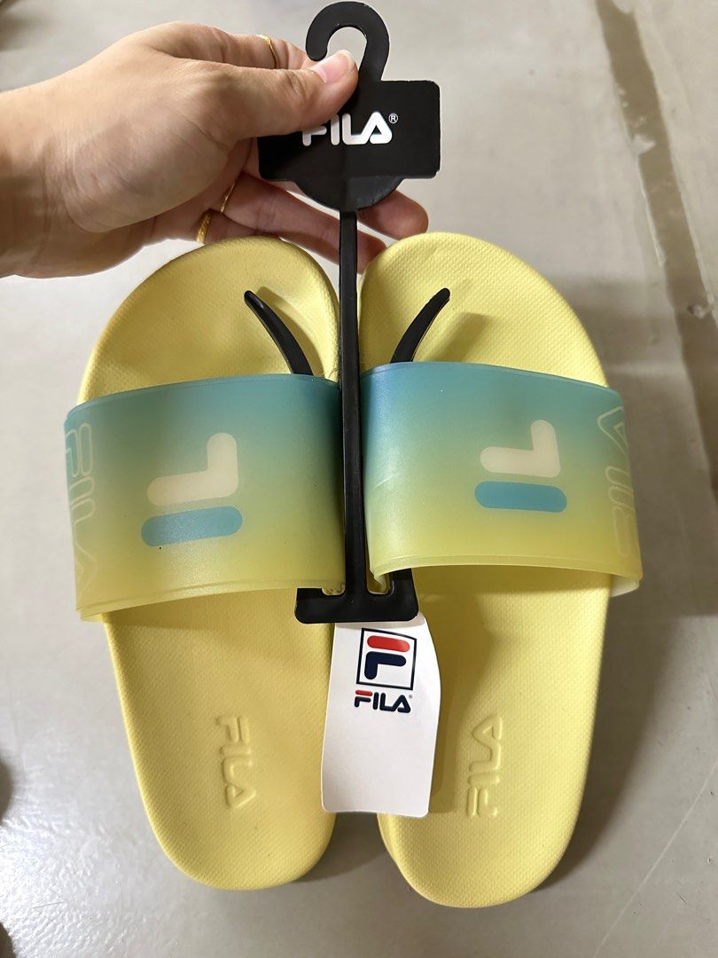 Fila slides yellow best sale