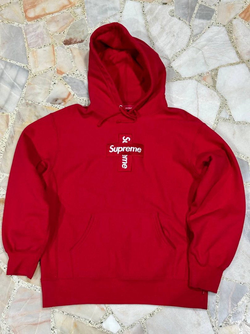 Supreme red on red box logo hoodie sale