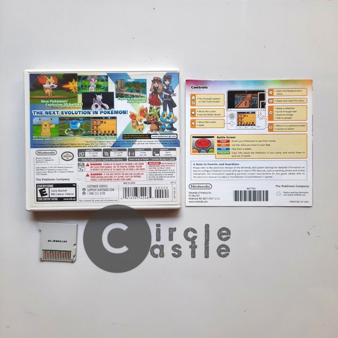 Pokemon X for Nintendo 3DS Nintendo 2DS (Category: Nintendo) located in Tayug. Submitted by circlecastle (Listing ID 1276863145, Image 2). Description: Nintendo 3DS: Pokemon X (US version) Stock #3 In very good condition, Authentic Working and Saving Warranty: 3 Days (void if crack, wet, or any physical damage) For more listing click this link to view my inventory 👇 https://www.carousell.ph/u/circlecastle How to Transact? We can also do meet up:
