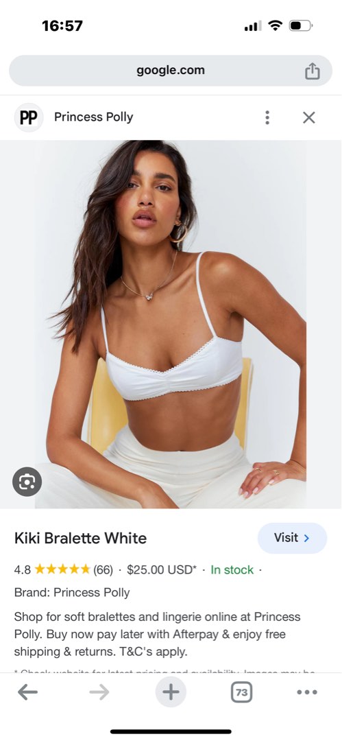 Princess Polly Kiki bralette in white Women s Fashion Tops