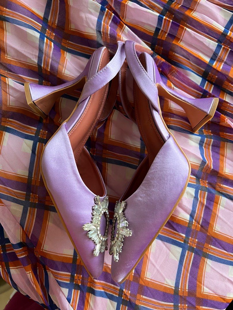 Purple satin heels (Category: Heels) located in Davao. Submitted by thedeclutterMD (Listing ID 1284848145, Image 3). Description: Fixed. Just bought but not used kase too big for me. .