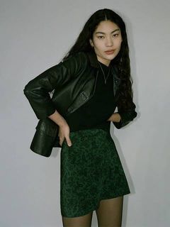 Realisation Par ✰ The Cookies Mini Skirt in Dazed Noir Green Black Paisley