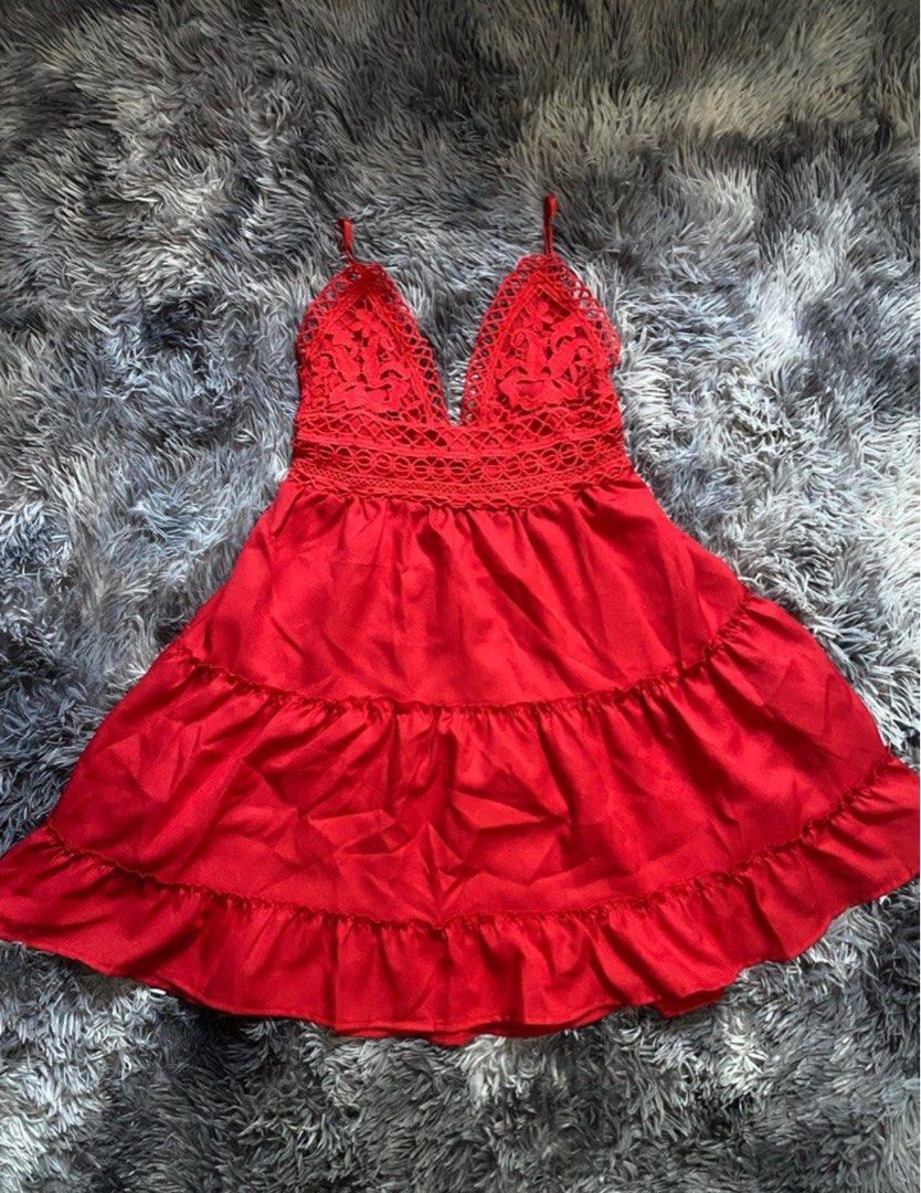 open lace back dress Garden Angel Red Coquette Dress