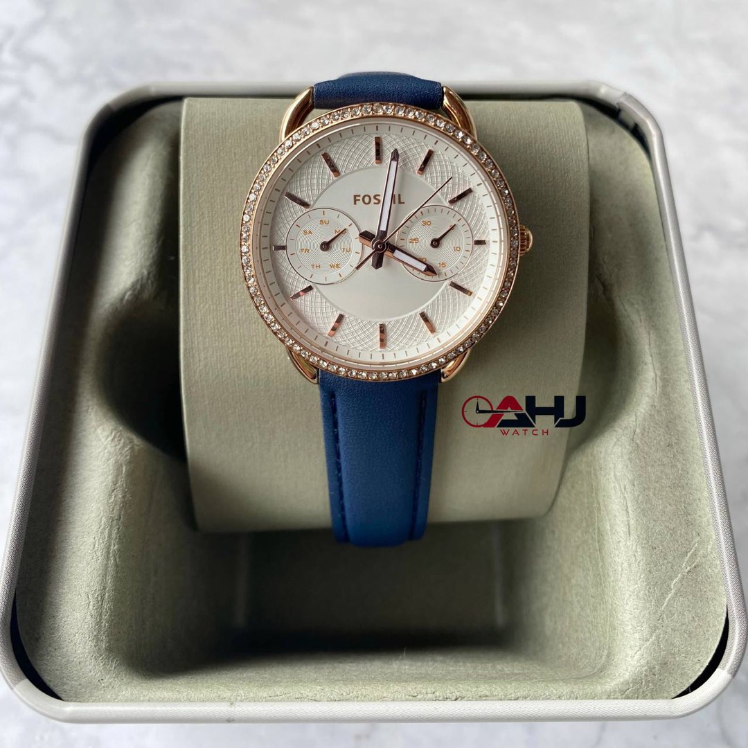 RESTOCK ORIGINAL FOSSIL TAILOR CRYSTAL SILVER DIAL NAVY BLUE