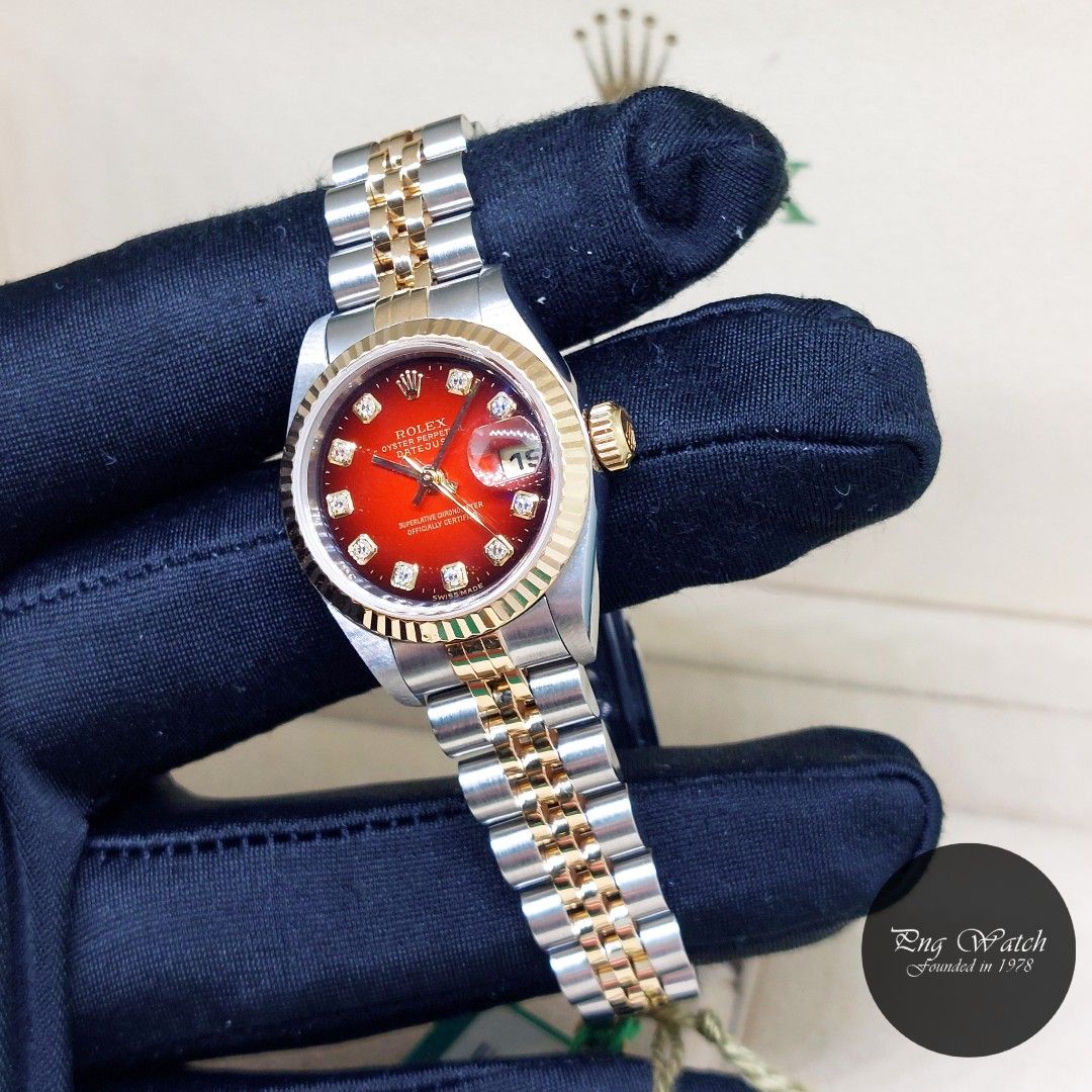 Red rolex hotsell with diamonds