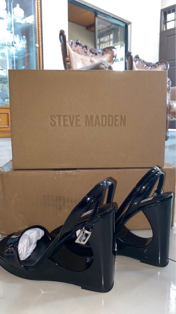 Sepatu STEVE MADDEN Micah women s wedges black Fesyen Wanita