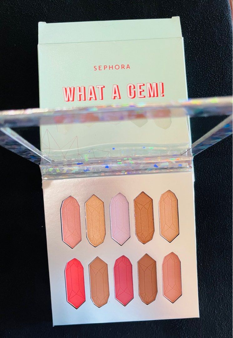 SEPHORA WHAT GEM CRYSTAL FACE PALETTE (Category: Makeup) located in Makati City. Submitted by cashfrancefashioncosmetics_ph (Listing ID 1284809709, Image 2). Description: SIZE 10x2grams SEPHORA WHAT GEM CRYSTAL FACE PALETTE SHADES 1 DREAM ~ HIGHLIGHTER 2 LOVE. ~ BLUSH 3 AMPLIFY ~ HIGHLIGHTER 4 JOY. ~ BRONZING POWDER 5 PASSION. ~ HIGHLIGHTER 6 HARMONY ~ BLUSH 7 POWER. ~ HIGHLIGHTER 8 CONFIDENCE. ~ BRONZING POWDER 9 BALANCE. ~HIGHLIGHTER . 10 SUCCE