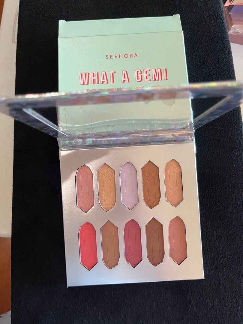 SEPHORA WHAT GEM CRYSTAL FACE PALETTE (Category: Makeup) located in Makati City. Submitted by cashfrancefashioncosmetics_ph (Listing ID 1284809709, Image 1). Description: SIZE 10x2grams SEPHORA WHAT GEM CRYSTAL FACE PALETTE SHADES 1 DREAM ~ HIGHLIGHTER 2 LOVE. ~ BLUSH 3 AMPLIFY ~ HIGHLIGHTER 4 JOY. ~ BRONZING POWDER 5 PASSION. ~ HIGHLIGHTER 6 HARMONY ~ BLUSH 7 POWER. ~ HIGHLIGHTER 8 CONFIDENCE. ~ BRONZING POWDER 9 BALANCE. ~HIGHLIGHTER . 10 SUCCE